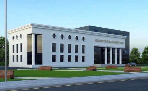 Xızı Rayon İcra Hakimiyyətinin inzibati binası. Ətraflı:Seramik və aluminum işləri.