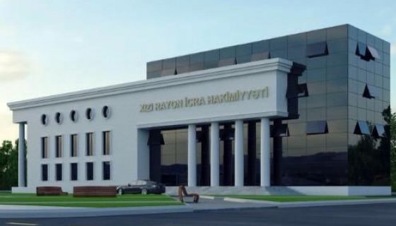Xızı Rayon İcra Hakimiyyətinin inzibati binası. Ətraflı:Seramik və aluminum işləri.